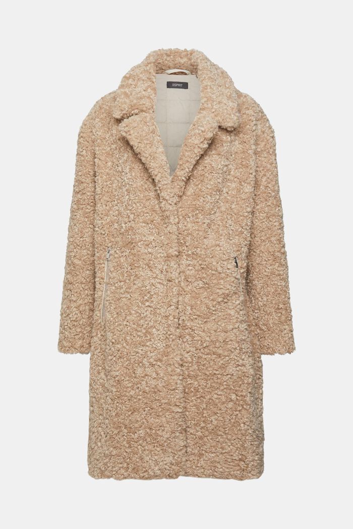 Faux fur coat, CREAM BEIGE, detail image number 5