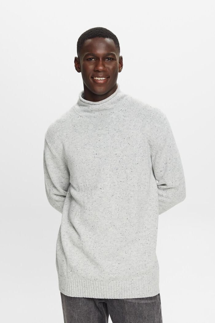 Wool-Blend Mockneck Sweater, LIGHT GREY, detail image number 3