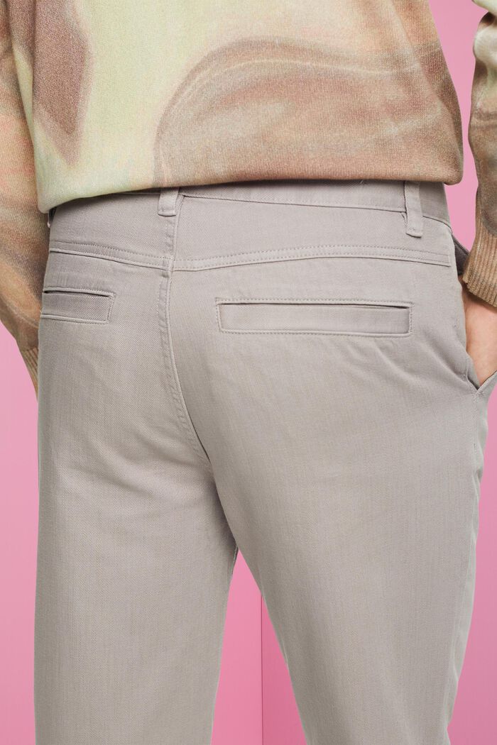 Loose tapered fit cotton trousers, LIGHT GREY, detail image number 4