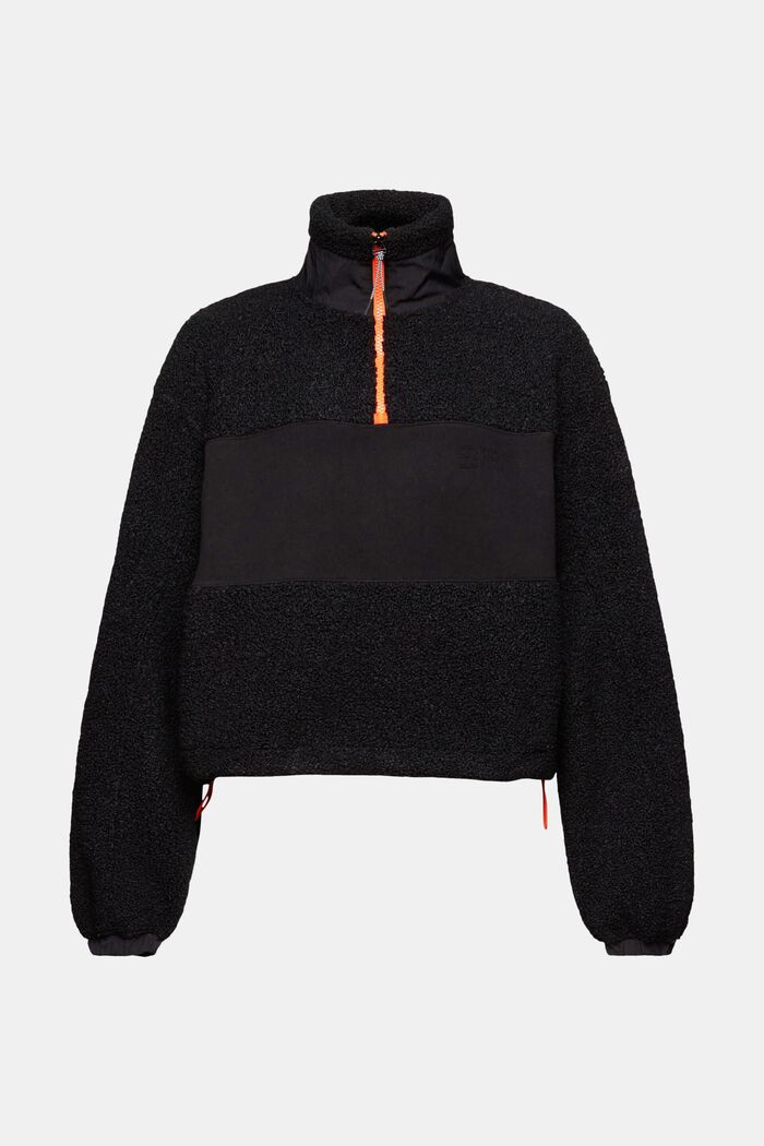Mixed material half-zip sweatshirt, BLACK, detail image number 7