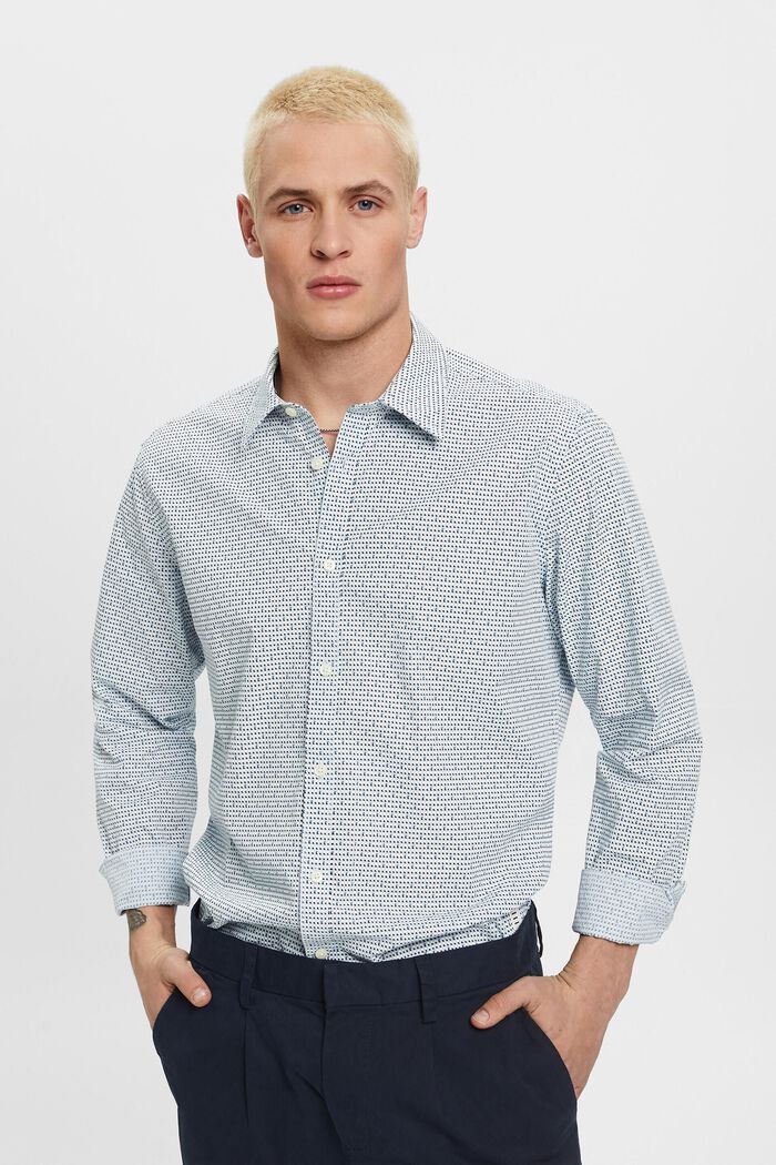 Slim fit shirt with all-over pattern, LIGHT BLUE, detail image number 0