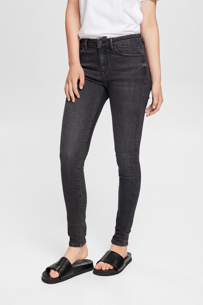 Mid-rise cashmere-touch stretch jeans, GREY DARK WASHED, detail image number 0