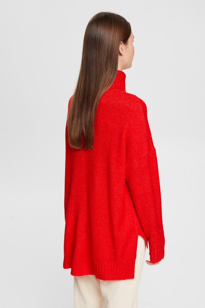Knitted roll neck sweater, RED, detail image number 3