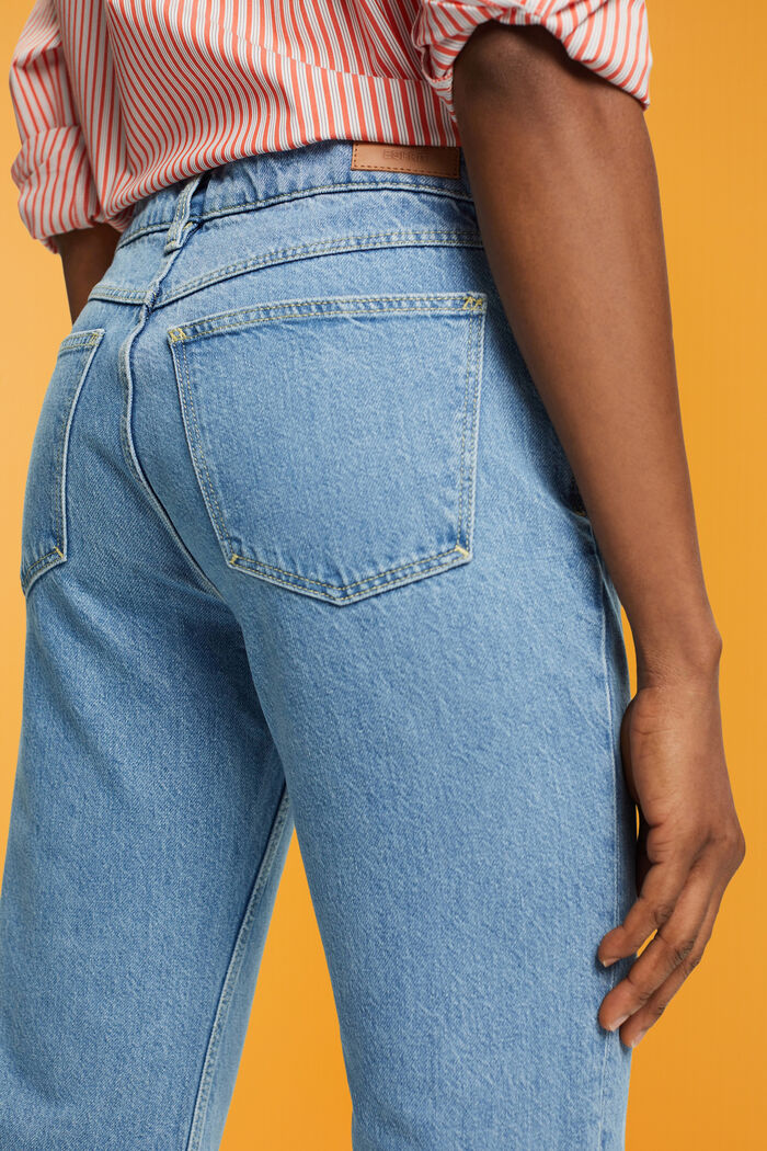 Patterned cropped jeans, 100% cotton, BLUE LIGHT WASHED, detail image number 4