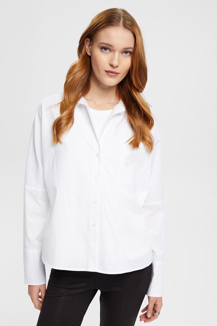 Poplin blouse, WHITE, detail image number 0