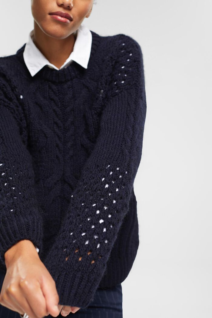 Cable knit jumper, NAVY, detail image number 2