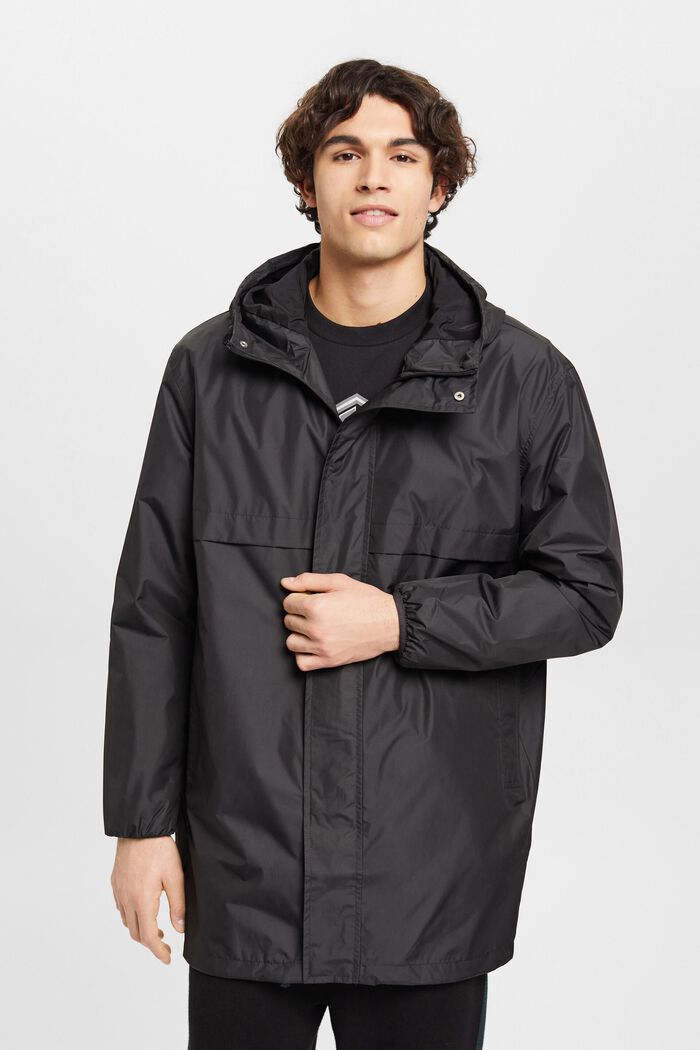 Lightweight rain jacket with hood, BLACK, detail image number 0