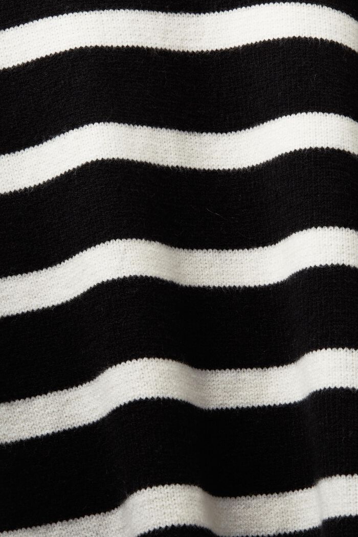 Striped Sweater Hoodie, BLACK, detail image number 5
