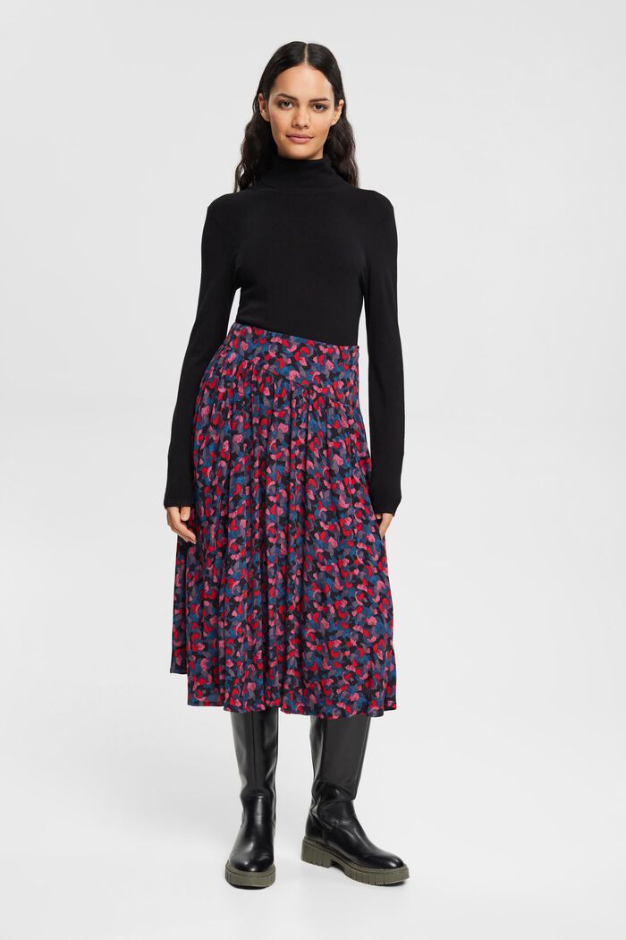 Printed midi-skirt with gathers, PINK, detail image number 4