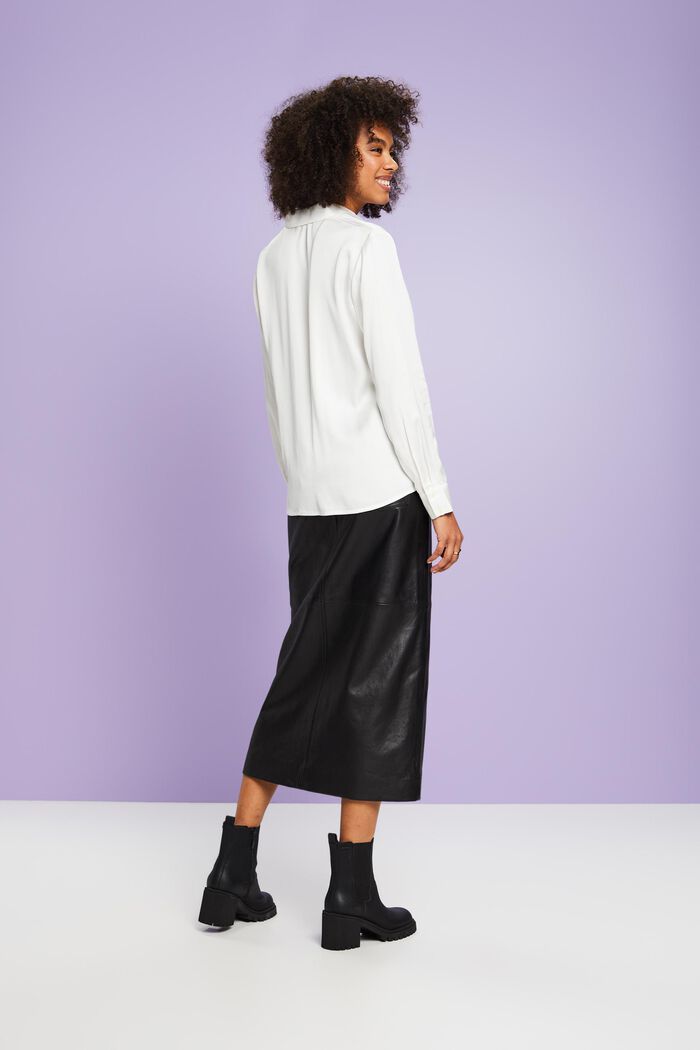 Leather Midi Pencil Skirt, BLACK, detail image number 3