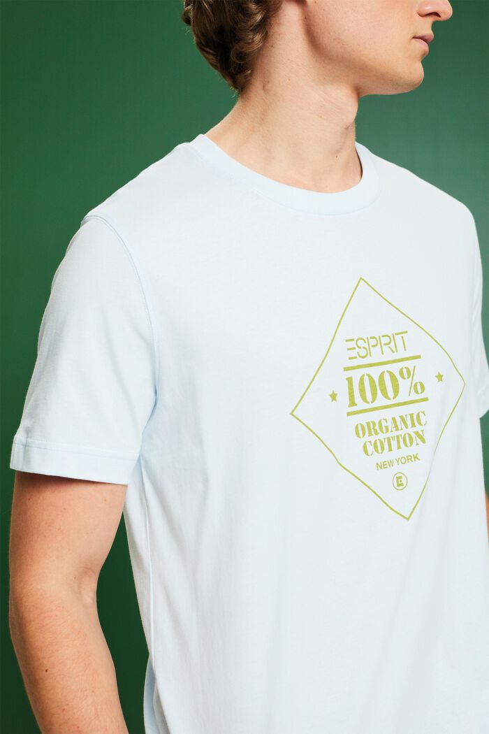 Logo Print Cotton T-Shirt, PASTEL BLUE, detail image number 3