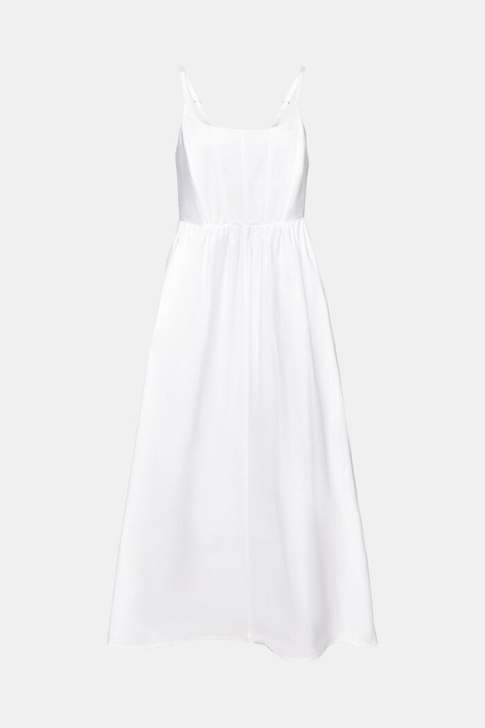 Boned Poplin Midi Dress, WHITE, detail image number 6