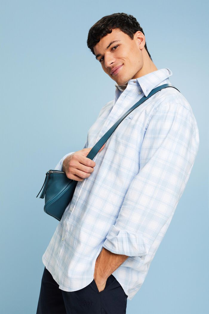 Plaid flannel shirt, LIGHT BLUE, detail image number 4