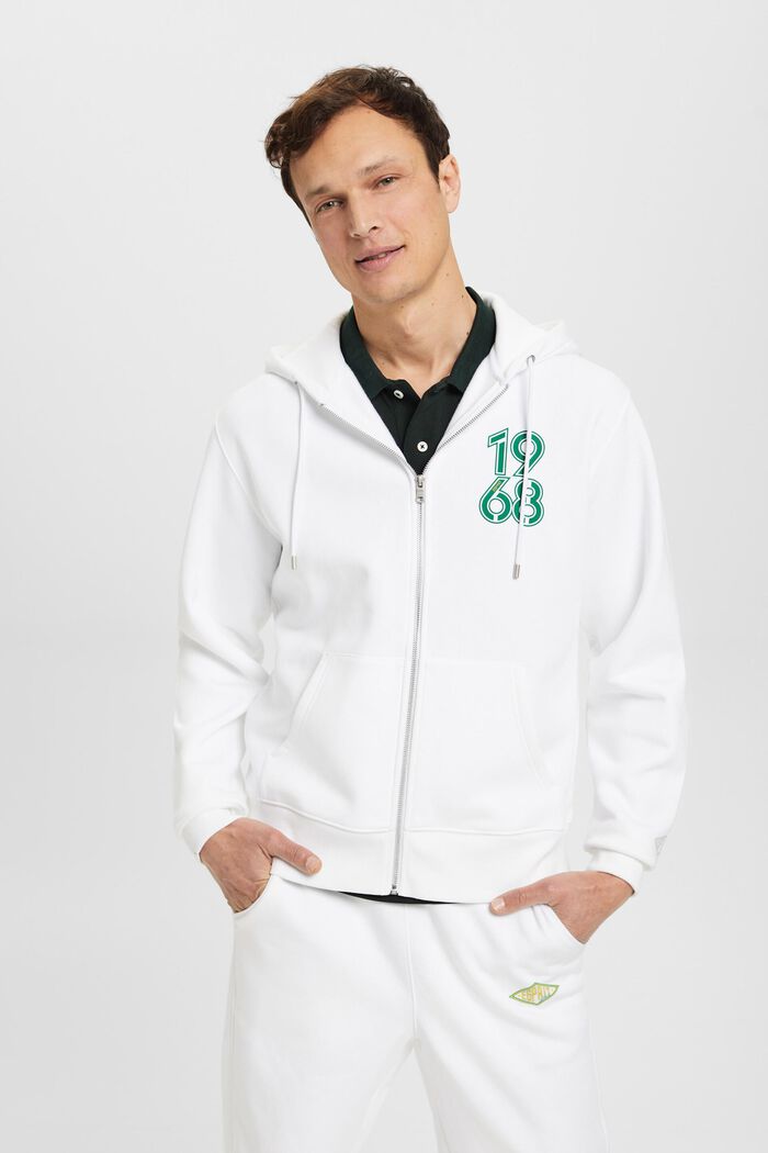 Full-length zip hoodie, WHITE, detail image number 0