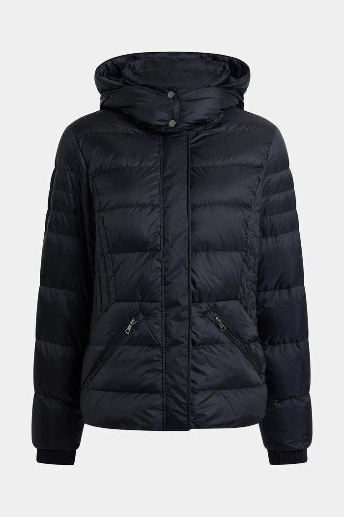 Quilted jacket with detachable hood, BLACK, detail image number 4