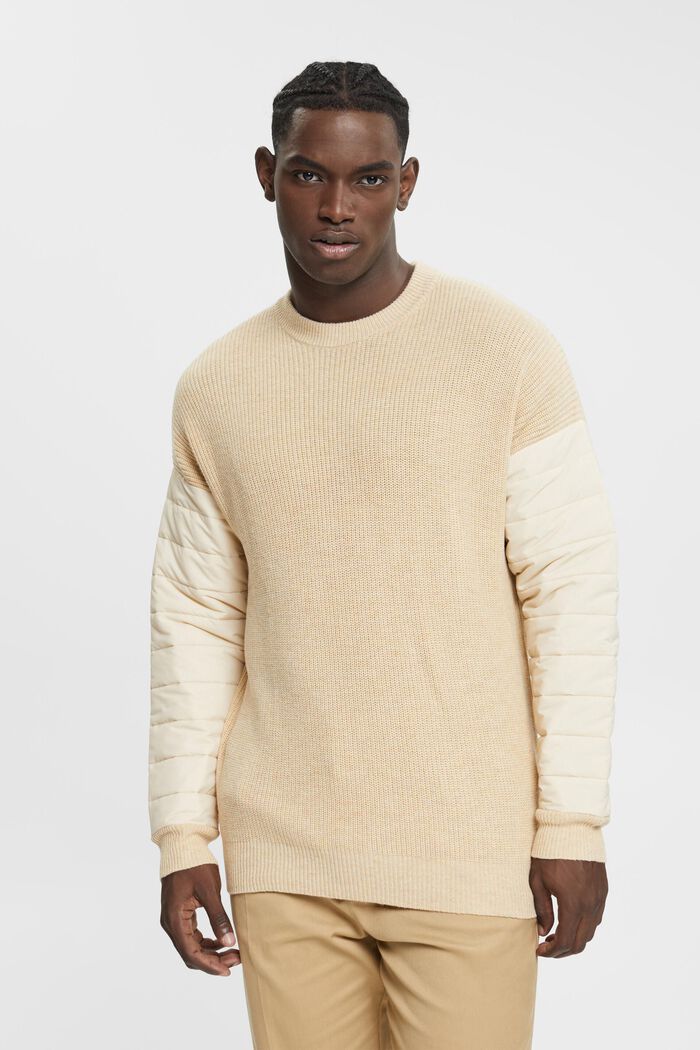 Mixed material jumper, CREAM BEIGE, detail image number 0