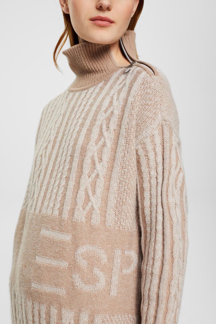 Long wool blend jumper, LIGHT BEIGE, detail image number 2