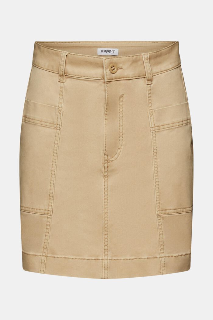 Washed Cotton Twill Mini Skirt, BEIGE, detail image number 5