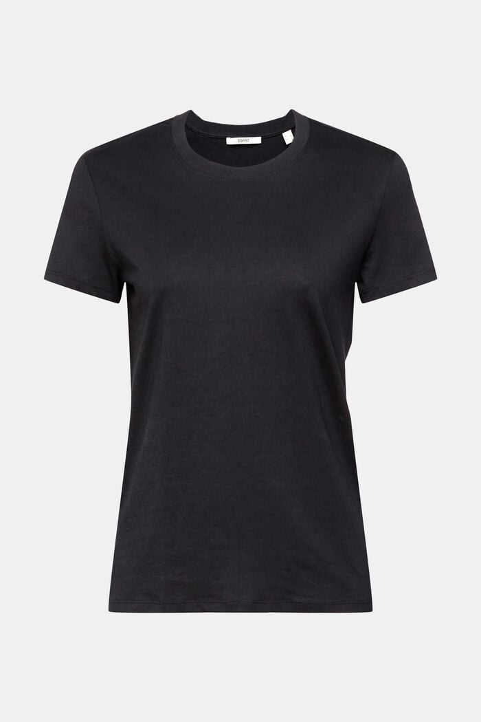Cotton crewneck t-shirt, BLACK, detail image number 6