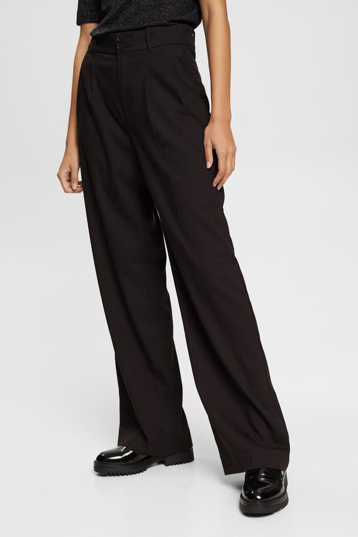 High rise wide leg trousers, BLACK, detail image number 0