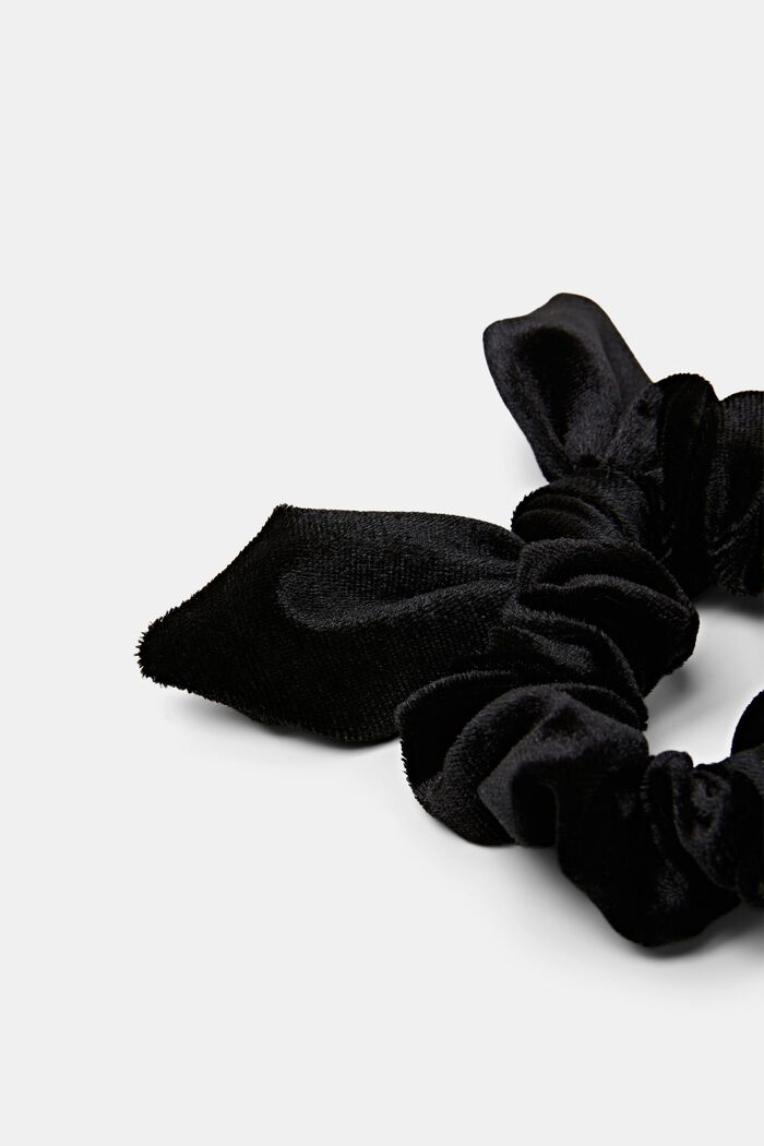 Velvet Bow Scrunchie, BLACK, detail image number 1