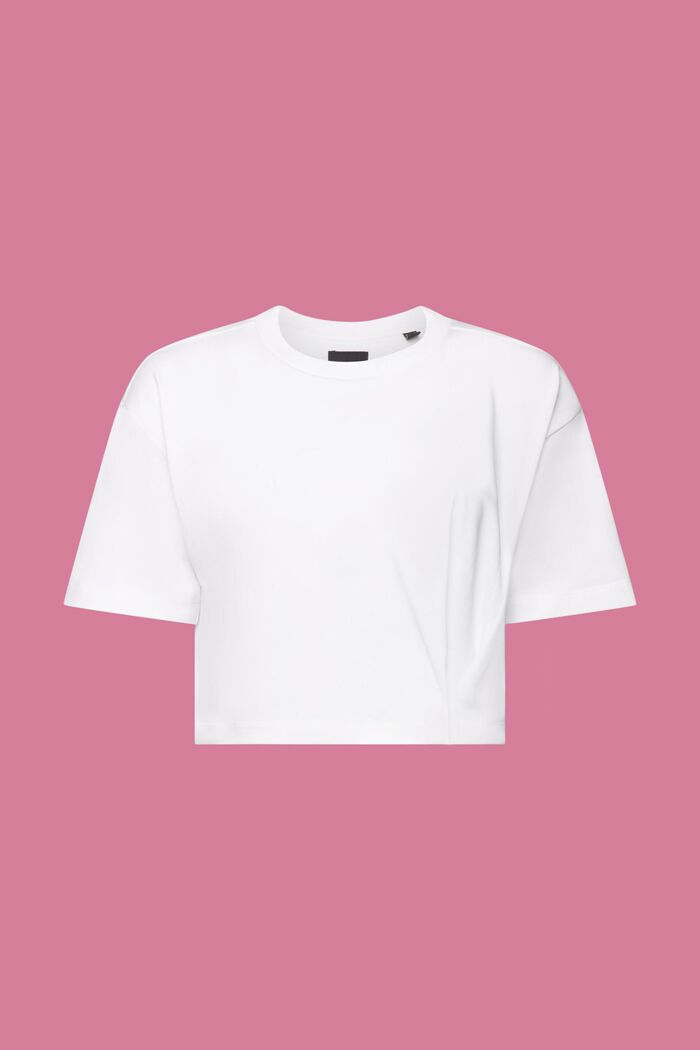 Cropped Jersey Crewneck T-shirt, WHITE, detail image number 6