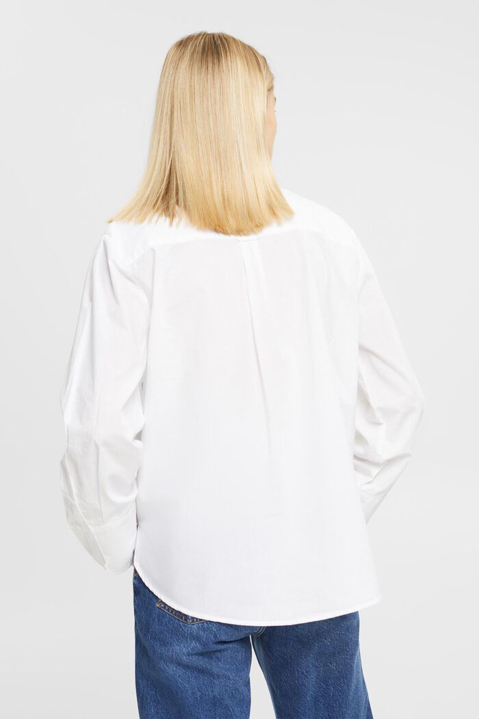 Oversized white cotton blouse, WHITE, detail image number 3