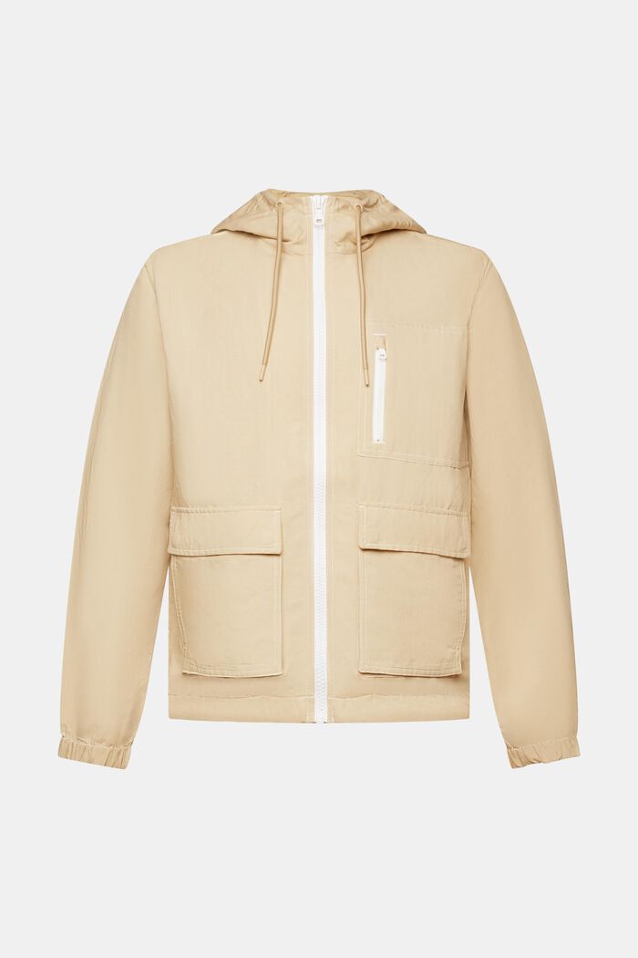 Transitional jacket with a hood, linen blend, SAND, detail image number 5