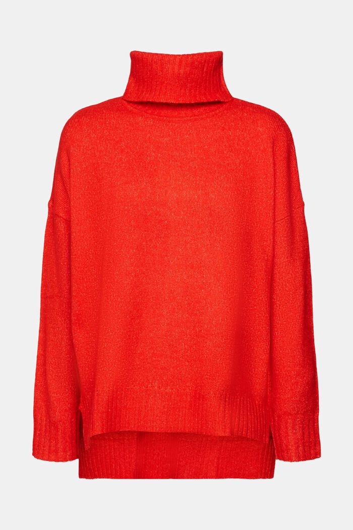 Knitted roll neck sweater, RED, detail image number 6