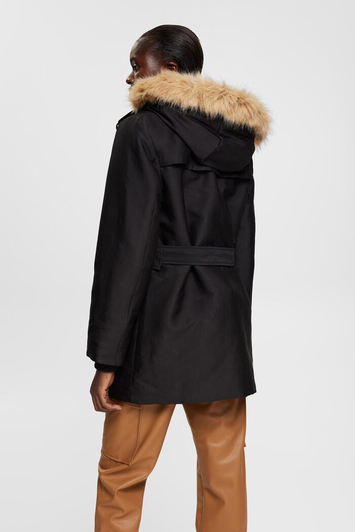 Parka with faux fur hood, BLACK, detail image number 4