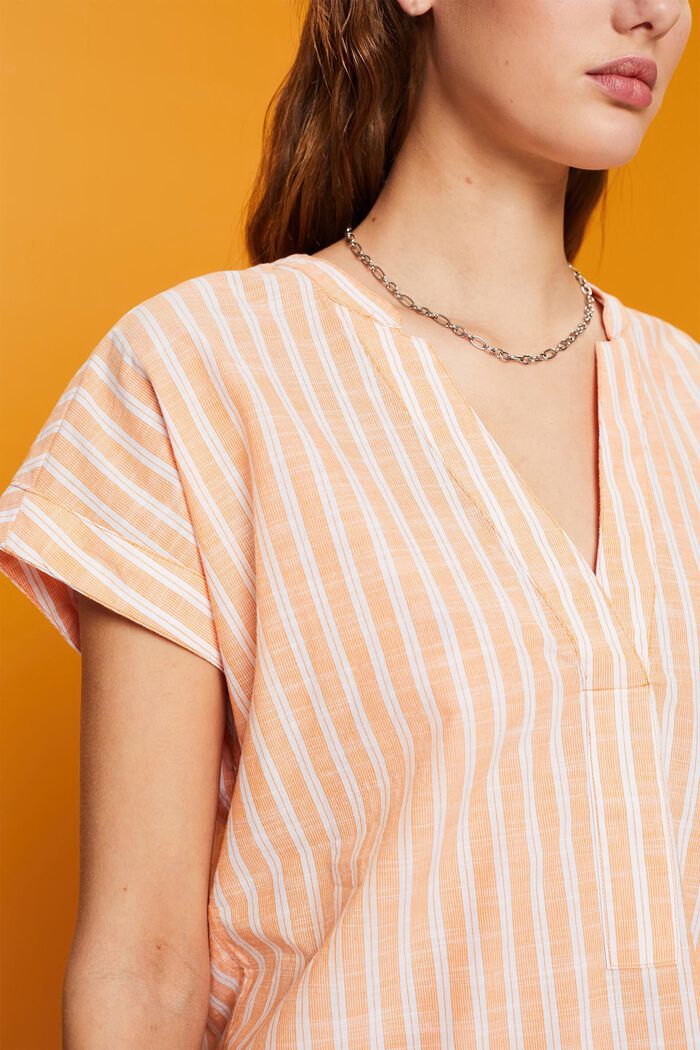 Striped cotton blouse, ORANGE, detail image number 2