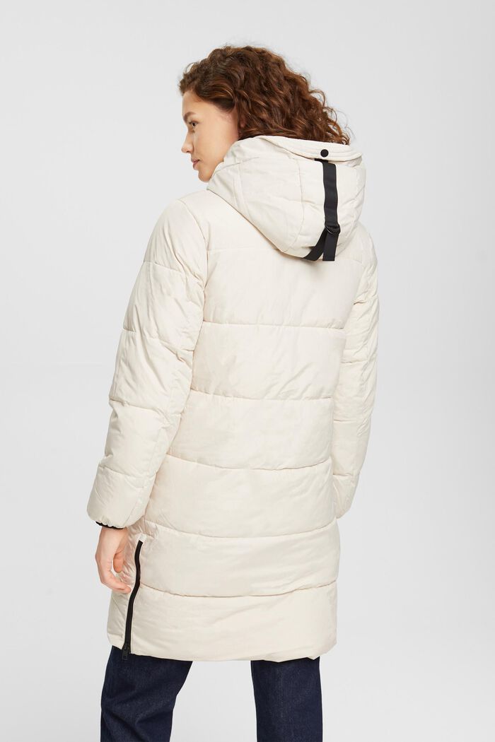 Quilted coat with zip pockets, CREAM BEIGE, detail image number 3