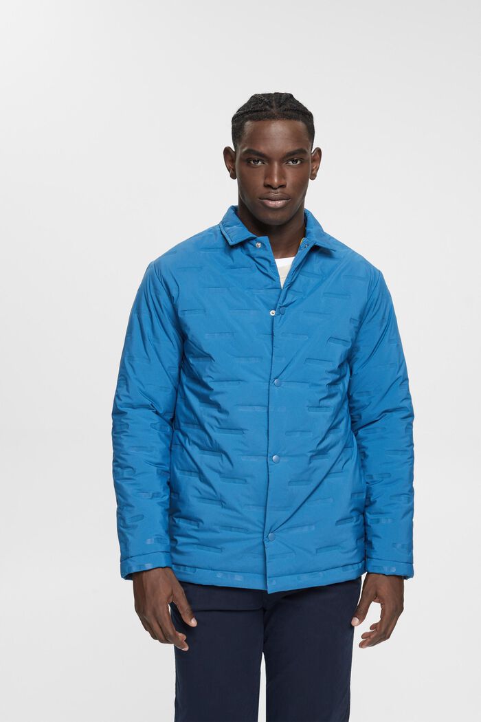 Quilted jacket with turn-down collar, PETROL BLUE, detail image number 0