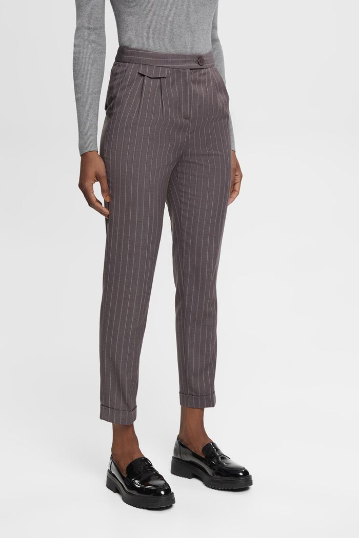 Cropped trousers with pinstripes, MEDIUM GREY, detail image number 1