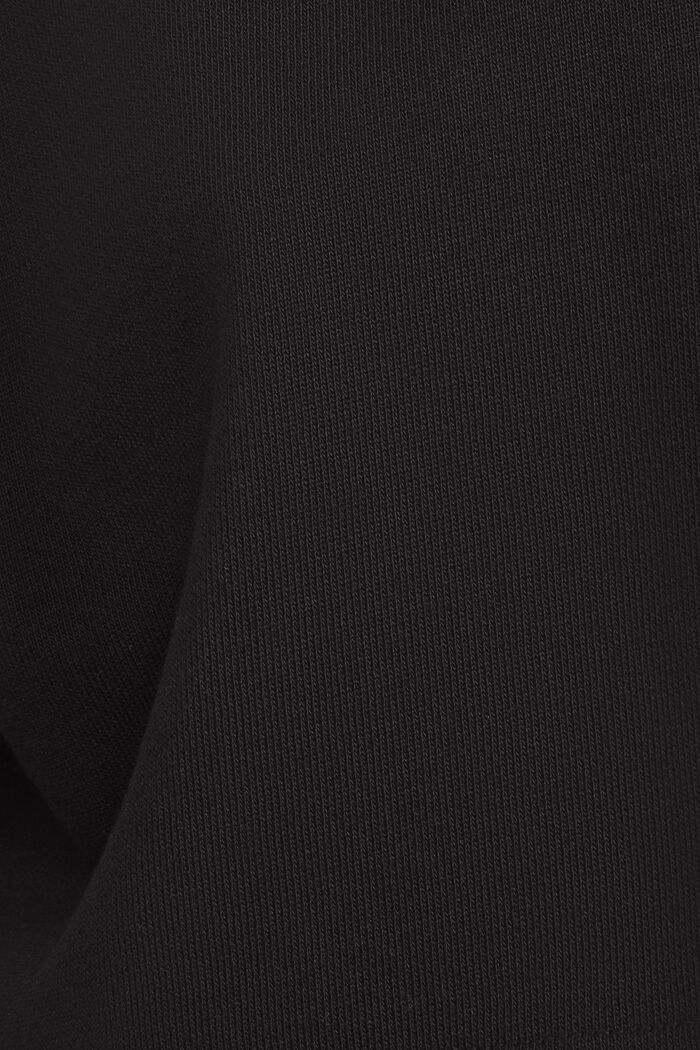 Cropped Organic Cotton Terry Sweatshirt, BLACK, detail image number 4
