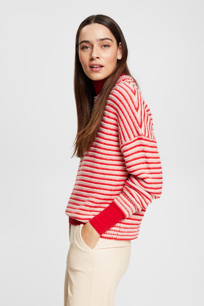 Chunky knit striped jumper, RED, detail image number 4