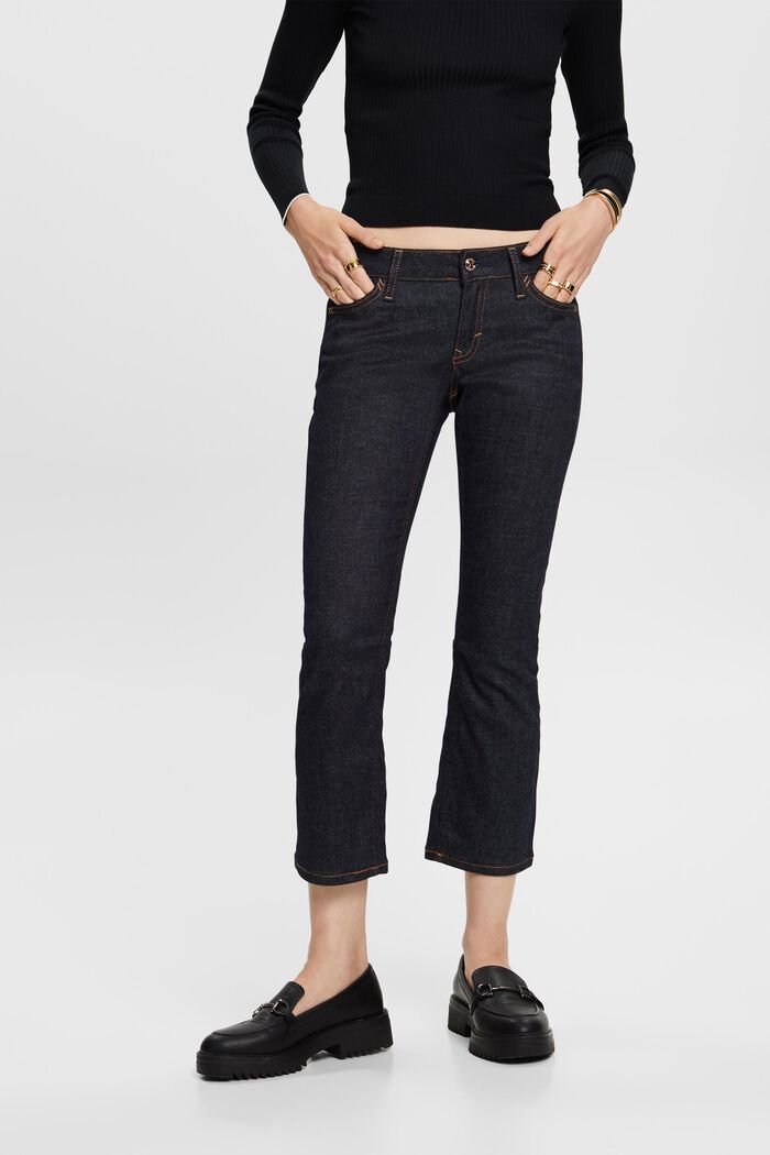 Racer Bootcut Mid-Rise Cropped Jeans, BLUE RINSE, detail image number 0