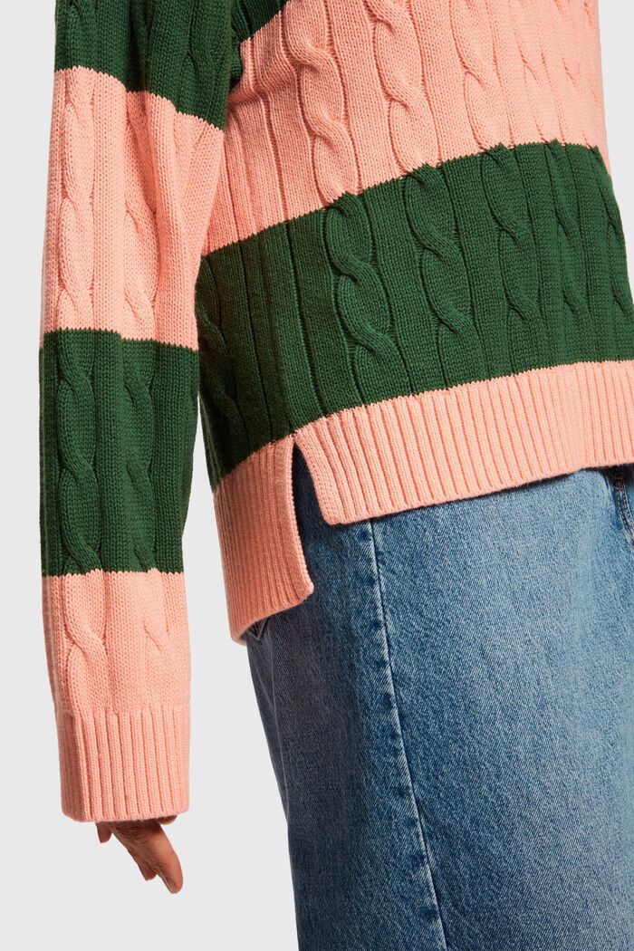Striped cable knit sweater, PINK, detail image number 3