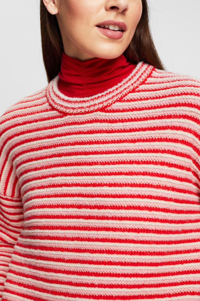 Chunky knit striped jumper, RED, detail image number 2