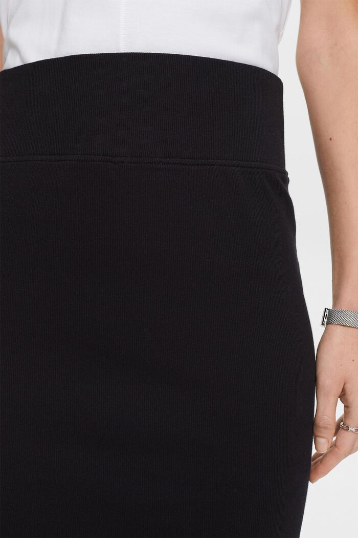 Stretch Cotton-Jersey Midi Skirt, BLACK, detail image number 2