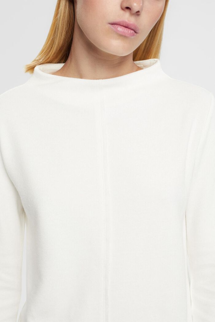Stand-up collar sweatshirt, cotton blend, OFF WHITE, detail image number 2