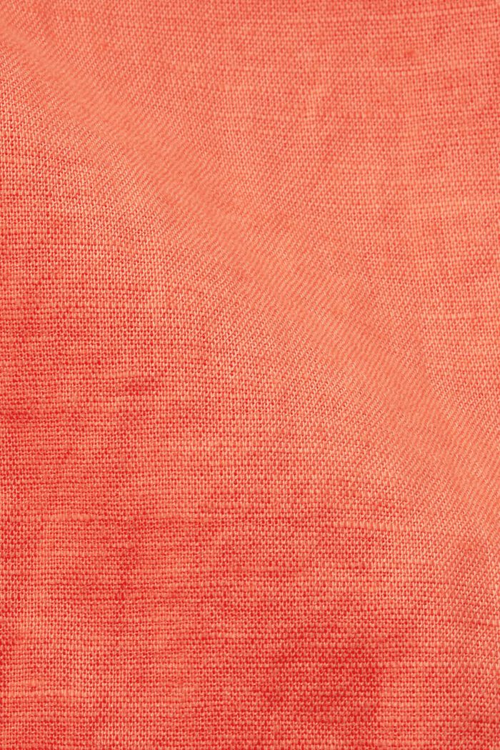 Linen-Cotton Blend Shirt, CORAL ORANGE, detail image number 6