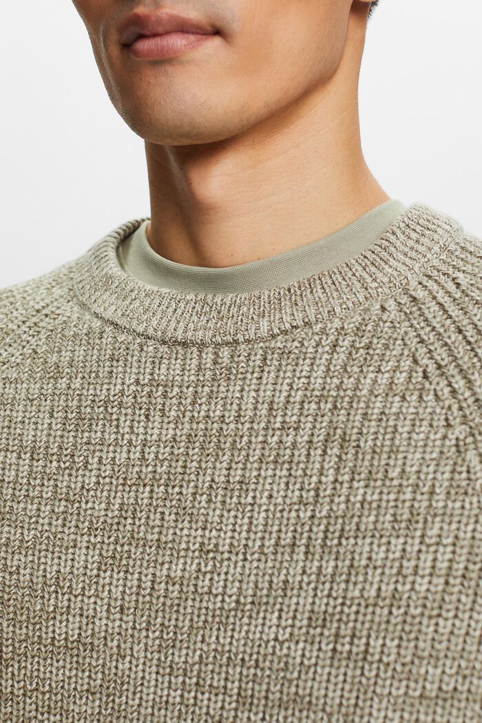 Ribbed-Knit Cotton Sweater, DUSTY GREEN, detail image number 2
