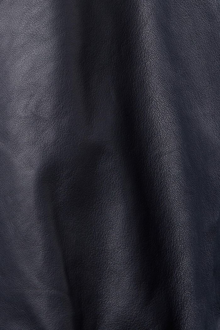 Band Collar Leather Jacket, PETROL BLUE, detail image number 5