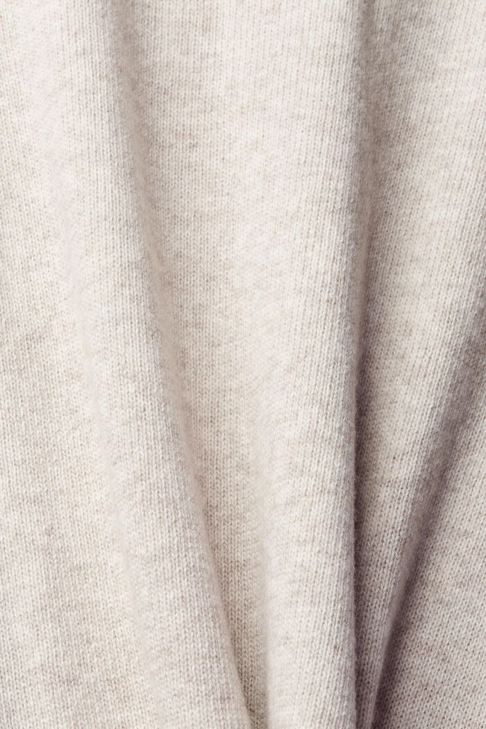 Jacquard jumper with wool blend, CREAM BEIGE, detail image number 4