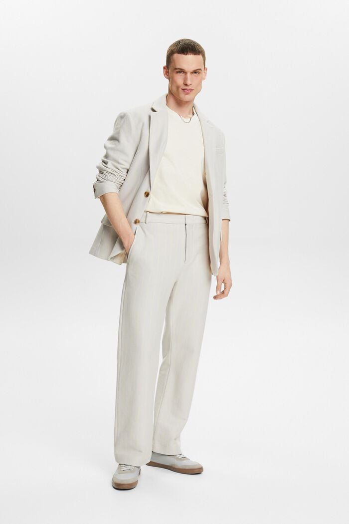 Cotton Pique Pinstripe Suit Pants, LIGHT GREY, detail image number 5