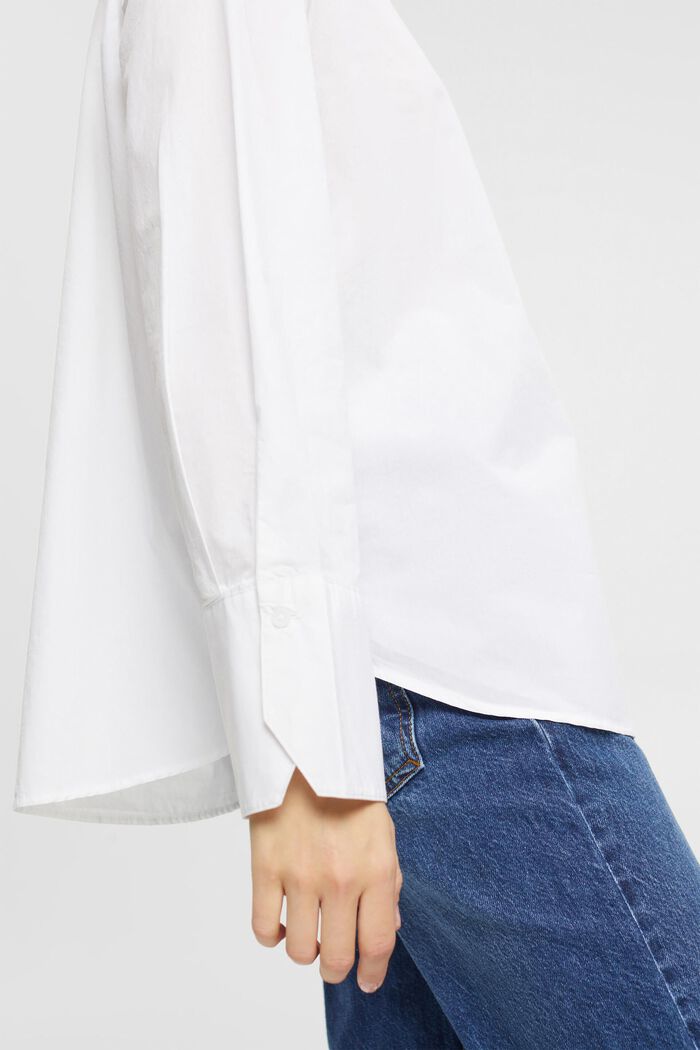 Oversized white cotton blouse, WHITE, detail image number 4