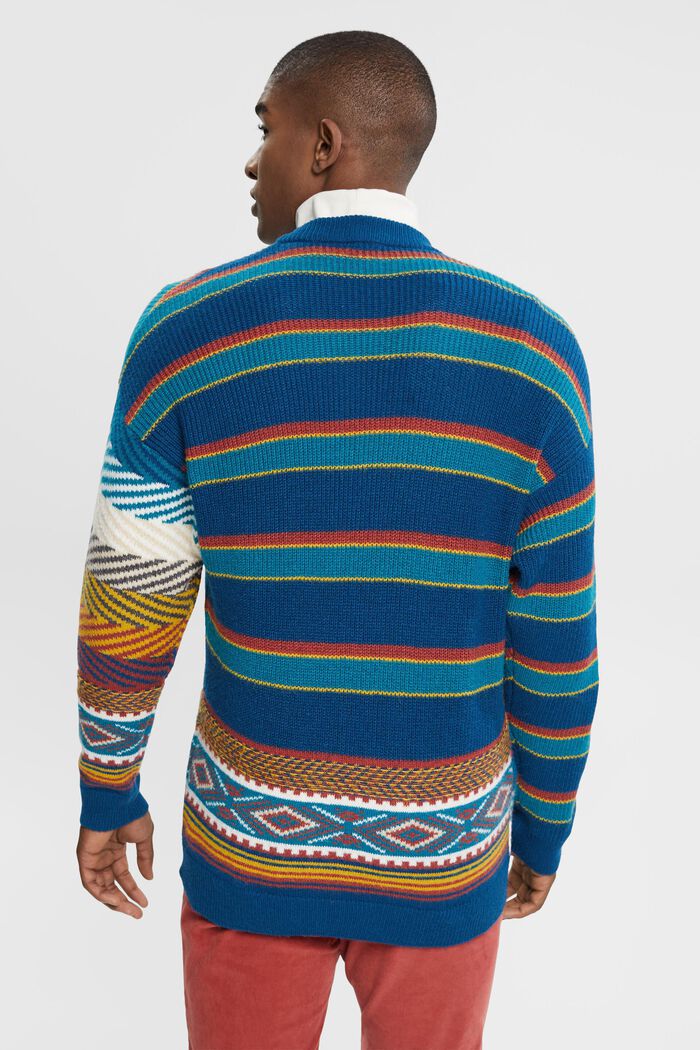 Knitted mixed pattern jumper, PETROL BLUE, detail image number 4