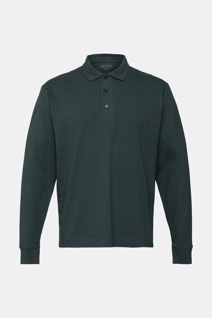 Long sleeve polo shirt, DARK TEAL GREEN, detail image number 2