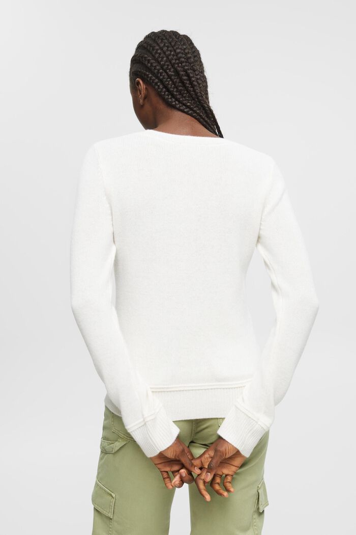 Cashmere Crewneck Sweater, OFF WHITE, detail image number 3